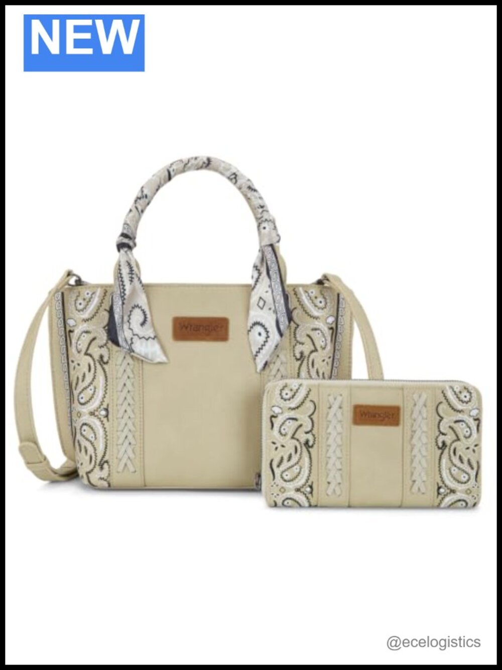 Western Handbag Set – Paisley Print Braided Tote + Wallet, PU Leather Shoulder